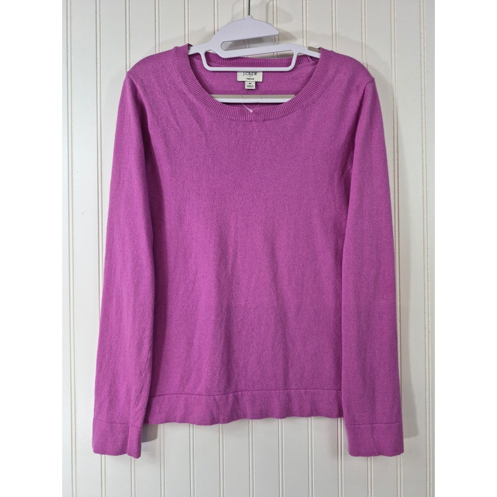 J.Crew Teddie Sweater Orchid Purple Cotton Merino Wool Blend Crewneck Womens M